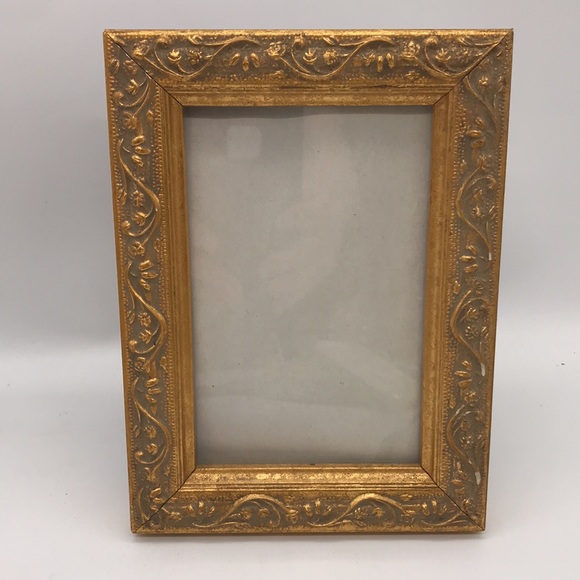 Vintage Heavy Wooden Resin Carved Ornate Gold &Gold Foiled Easel/Hanging Frame - Picture 2 of 7